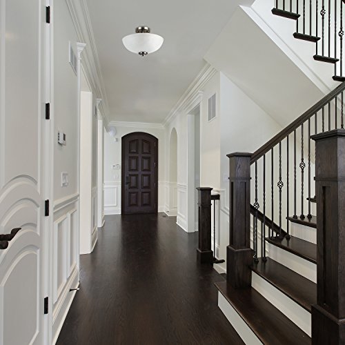 Globe Electric 63357 2-Light Semi-Flush Mount Ceiling Light, Brushed Nickel, Chrome Accents, Frosted Glass Shade, Light Fixtures Ceiling Mount, Bedroom Lights For Ceiling, Dining Light Fixture #TOP3