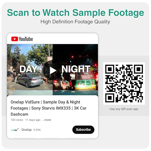 Image of Onelap Vidsure (2026 Edition Front + Rear) - 3K UpScaled to 4K Dashcam for Car | Real Sony STARVIS IMX335 | 5MP 3840p QHD Front | 5.8Ghz Wifi | 2MP 1080p FHD Rear | HDR |1.47 inch LCD | Dual Port Charger