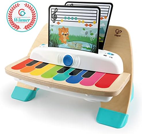 Baby Einstein Hape Magic Touch Piano Wooden Musical Toy Instruments for Toddlers, 2 Play Modes, 6 Songs, Volume Control, Age 6 Months +