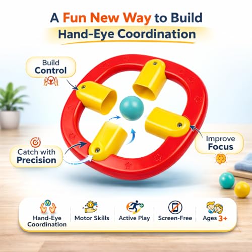 Image of Catch N' Roll Hand Eye Coordination & Reflex Game for Kids 3-7 Years | Improves Focus, Balance & Reaction Time | Develops Gross Motor Skills | Screen-Free Indoor & Outdoor Active Play Toy