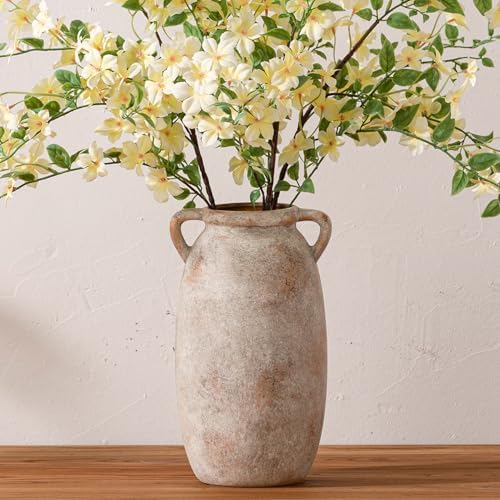 Ceramic Flower Vase 12 inch Farmhouse Rustic Vase Decorative Pott...