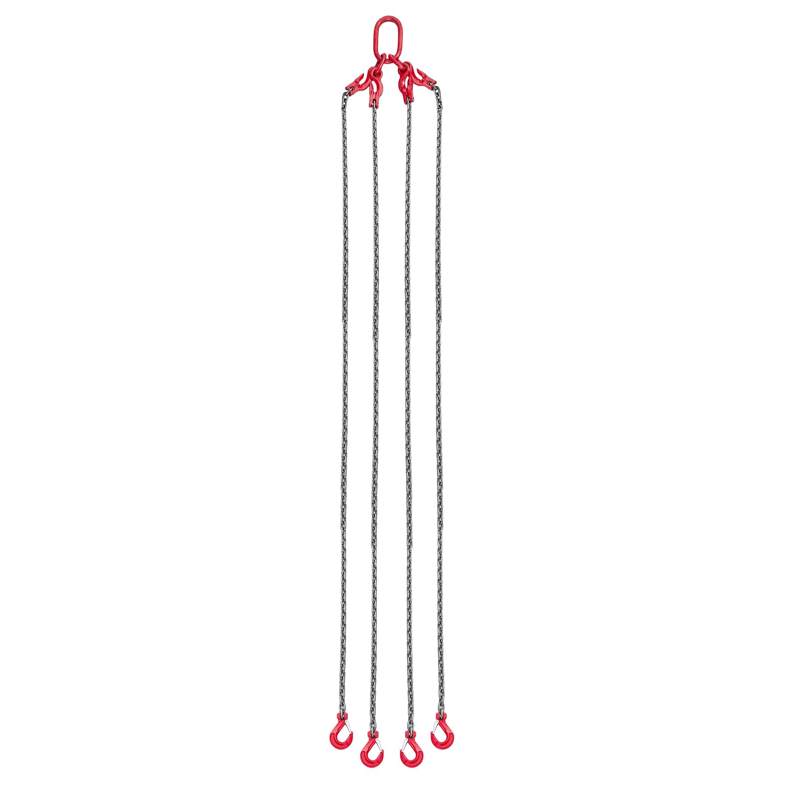 VEVOR Catene di Sollevamento con Ganci, Cinghia di Sollevamento a Catena, 10 mm x 3 m con Ganci di Presa a 4 Gambe, Catena per Gru in Lega di Acciaio G80, Capacità di 10,4 T, per Traino del Carico