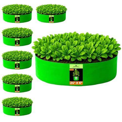 Image of Kingwell grow bags 24x6 inch pack of 7 Grow Bag For Terrace Garden Leafy Vegetable Plant Grow Bags Fruits Growing Containers For terrace Gardening