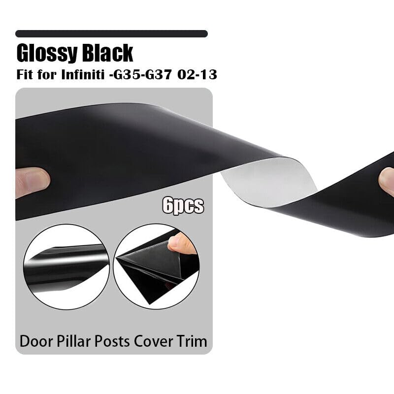 6Pcs Gloss Black Door Pillar Cover Trim Posts For Infiniti G35 G37 2002
