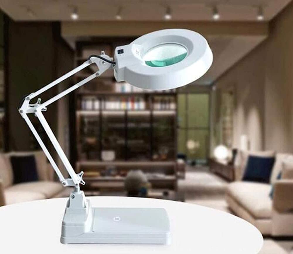 Lenti d'Ingrandimento, Lampada con Lente d'Ingrandimento 10x, Lente illuminata alla Luce del Giorno, Lampada da scrivania con Lente d'Ingrandimento Girevole, Braccio Girevole, Lamp