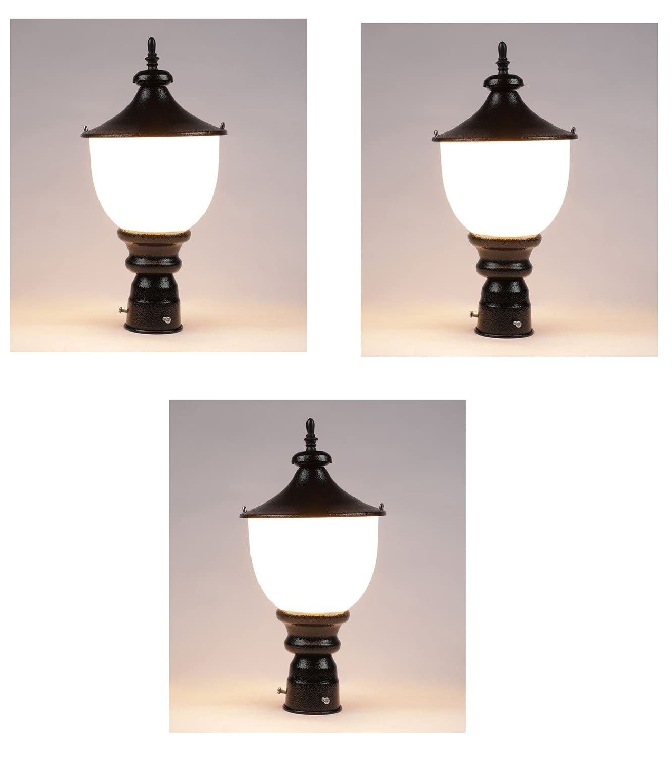 Areezo Gate Light for Home gate Waterproof Outdoor Light New Modern Design Single Gate Decorative Exterior Fixture/Pillars Poles Garden Lamp (Pack of 3)