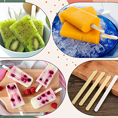 200 Pcs Acrylic Cakesicle Sticks Gold Mirror Ice Cream Sticks Reusable Plastic Cake Pop Sticks 4.5 Inch Mini Acrylic Sticks For Home Candy Gifts Party Craft Diy #TOP2