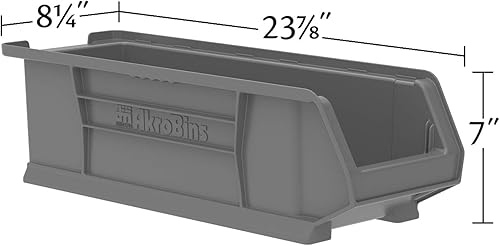 Miniatura 4 de Akro-Mils 30284 AkroBin - Contenedor de plástico apilable de gran tamaño (24 pulgadas de largo x 8 pulgadas de ancho x 7 pulgadas de alto),