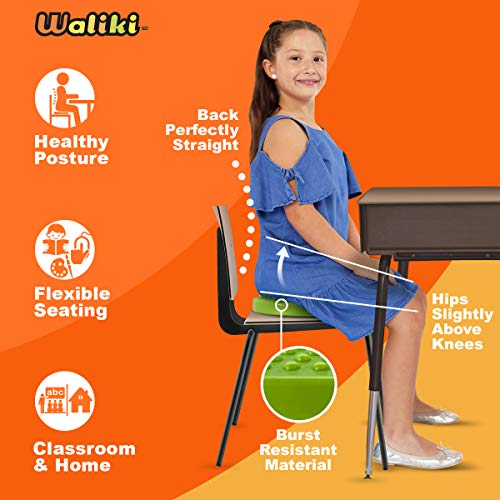 Waliki Children's Wobbly Cushion, Alternative Classroom Seating | Inflatable Core Disc Seats For School (Pump Included, 12”/30Cm, Green) #TOP1