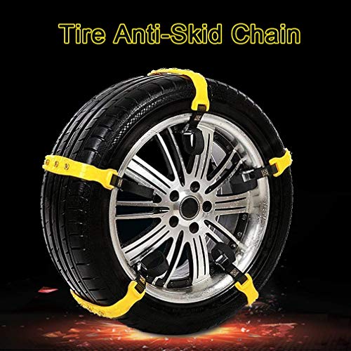 Car Snow Chains Snow Tire Chains for Anti-Slip Car Chains Car Emergency Chains All Season Anti-Skid Snow Cables Car SUV Tire Cables (Yellow, for Tire Width: 185-295mm/7-11\'\') - Thumbnail 2