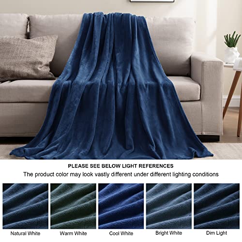 Image of BEDELITE Fleece Blanket Navy Blue Throw Blankets for Couch & Bed, Luxury Plush Cozy Fuzzy Blanket 50 inch x 60 inch, Super Soft Warm Lightweight Throw Blanket for Travel Camping