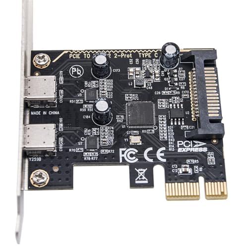 Carte d'extension PCIE double type C USB 3.2 5 Gbps PCI-E X1 pour ordinateur fixe ASM1042 - 5