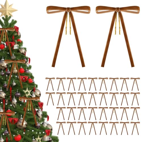 SKIPTHYBER 36 Stück Weihnachtsbaum Schleifen Deko, 5 x 7 Zoll Samt...