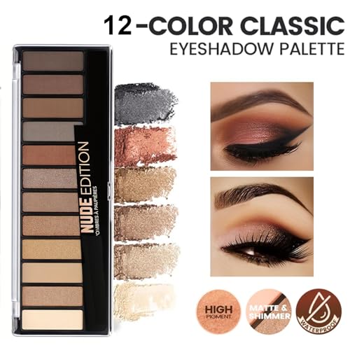 Grey Eyeshadow Palette Black Eyeshadow 12 Pigmented,Shimmer Smokey Color Eyeshadow Blendable Long Lasting Matte Eyeshadow Palette Pigment Color Eye Shadow Cosmetic Cream Makeup (02-SMOKY) - Image 6