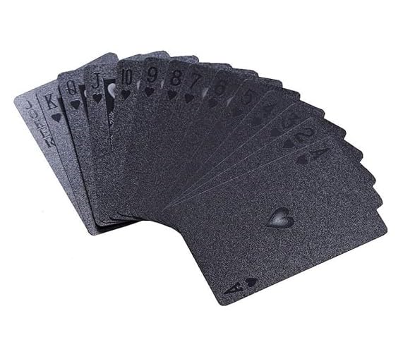 [カロカック]トランプ 黒のトランプ ブラック カード 両面 プラスチック 黒 黒色 リッチ ゴージャス 折れにくい 防水 カードゲーム キャンプ マジック 専用箱 ケース (ブラック) [並行輸入品]