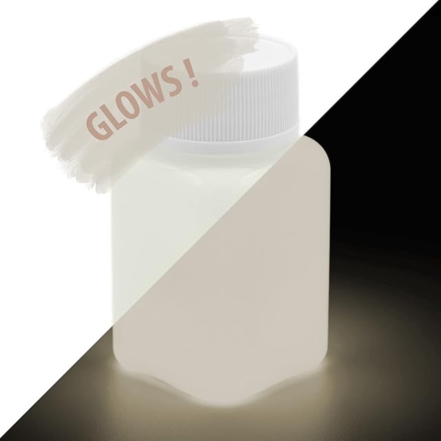 LUMENTICS Paint Colour: White Glow-In-The-Dark, 100 g Glow-In-The-Dark Colour With Glitter Glow-In-The-Dark Craft Paint UV Glow (Natural/White)