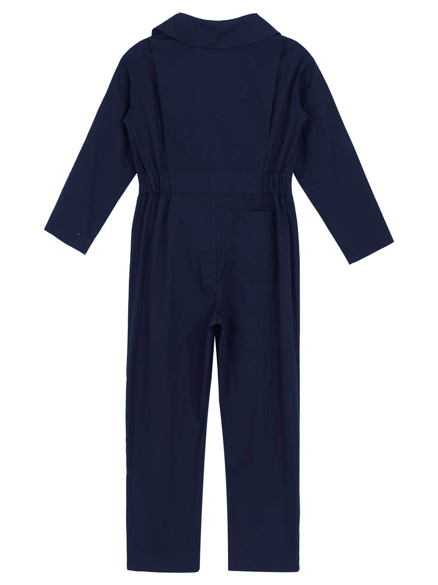 inhzoy Garçons Filles Combinaison Salopette de Travail Loisir Zippé/Bouton Vêtement de Travail Bodysuit de Sécurité pour Enfants Combinaison de Chaudière 6-16 Ans