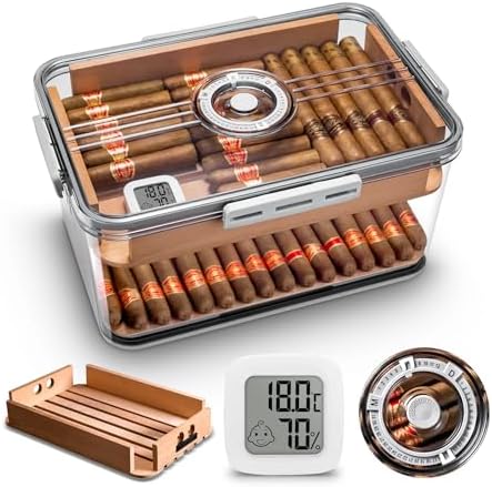 CIGARLOONG Humidor de cigarros gran acomodación 100 puros, estant...