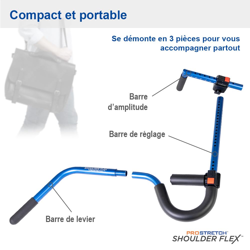 ProStretch Shoulder Flex- Outil de stretching pour la physiothérapie à domicile pour la coiffe des rotateurs et l'épaule gelée. Améliore la récupération, la flexibilité, le confort. Compact, portable.