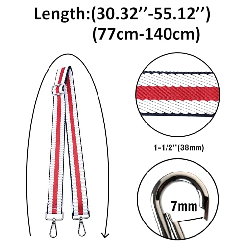 Image of Purse Strap Replacement for Crossbody Bags & Handbags | Premium Webbing with Silver Hardware Clip-On Installation Adjustable Length Comfortable Wide Guitar Style Strap