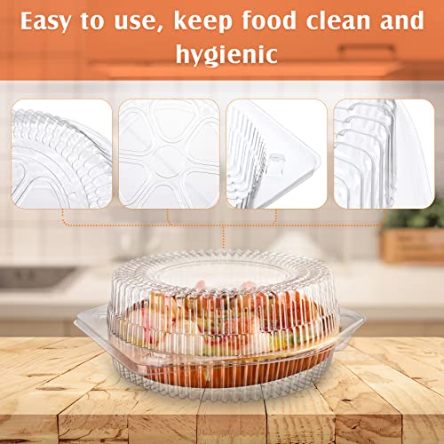 40 Pcs Disposable Pie Keeper Clear Plastic Dessert Containers With Hinged Locking Lids Round Pie Carrier Clamshell Takeout Food Containers For Flan Doughnut Cookies Salads Fruits Vegetables - 6 Inch #TOP3