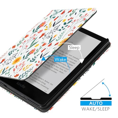 Image of CoBak Case with Stand for Ebook Readers - Durable PU Leather Cover with Auto Sleep Wake, Card Slot, Hand Strap Feature Kindle Paperwhite case
