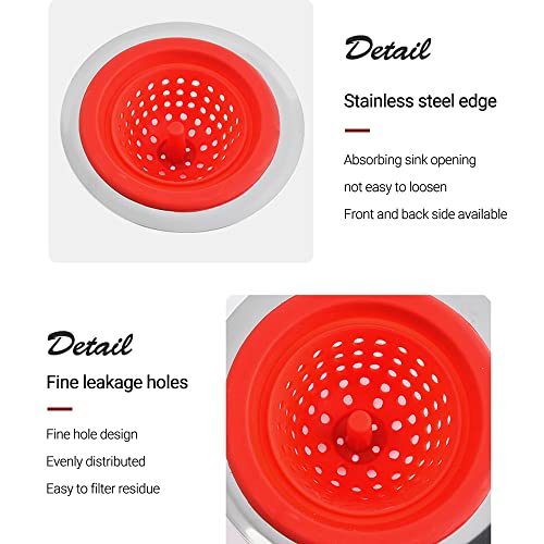 Colador para fregadero de cocina de silicona rojo 4.6 pulgadas miniatura 5