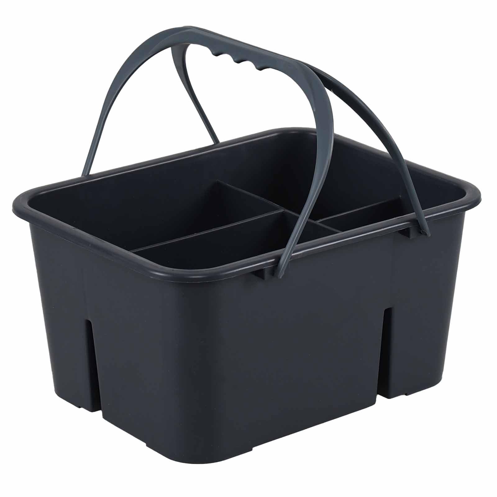 Zerdyne Plastic Cleaning Caddy with Handle Plastic Cleaning Tote for Cleaning Supplies Small Classroom Caddy Gray