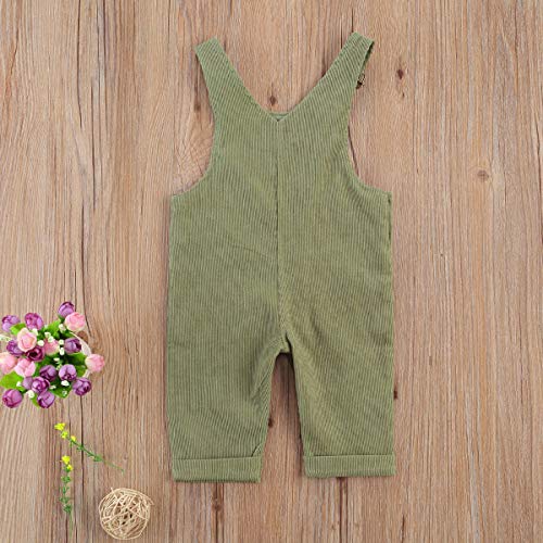 Tinxiea Toddler Baby Boy Girls Fall Suspender Overalls Solid Bib Corduroy Pants With Pockets One-Piece Winter Outfits (Green, 6-12 Months) #TOP5