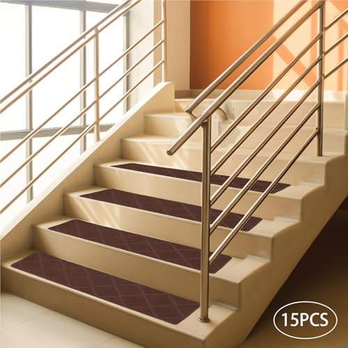Peldaños antideslizantes para escaleras interiores café 3