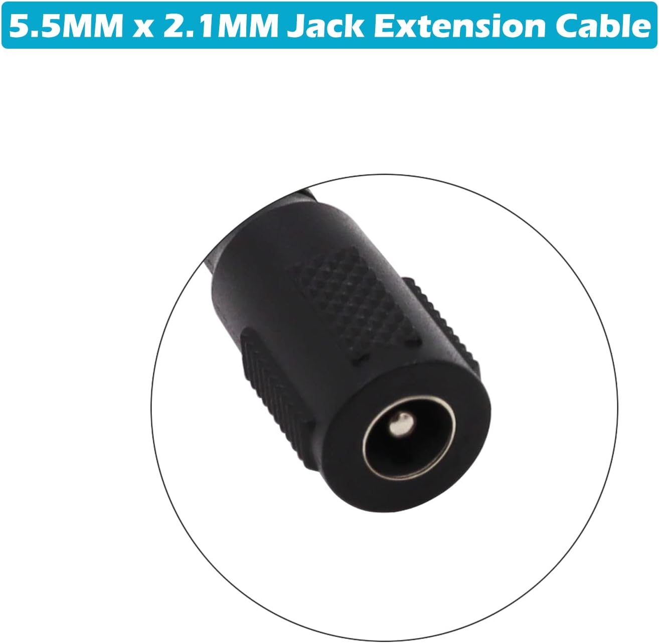 2-Pack 3FT DC Power Extension Cables - 5.5mm X 2.1mm Right Angle Plug For CCTV Cameras & LED Strips