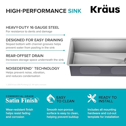 image for KRAUS Kore 36-Inch Undermount Workstation 16 Gauge Single Bowl Stainle