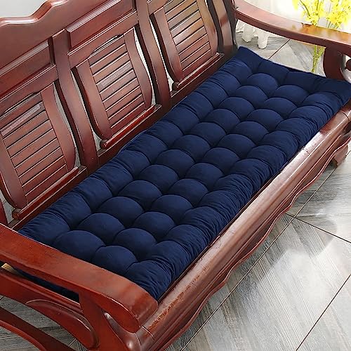 Coussin de banc épais 8cm antidérapant avec liens de fixation stables bleu