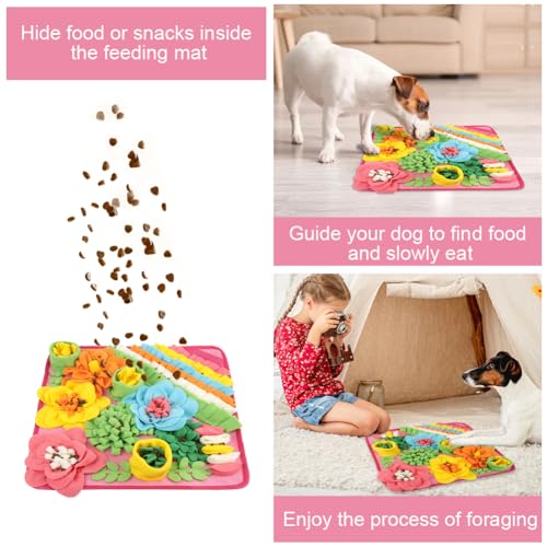 OSDUE Schnüffelteppich Hund, Futterschnüffel-Futtermatte, Hunde-Schnüffelmatte, Welpen-Trainingsmatte, Schnüffelspielzeug Interaktive Hundespielzeug, Hunde Spielteppich für Alle Hunderassen, 39 x 39CM