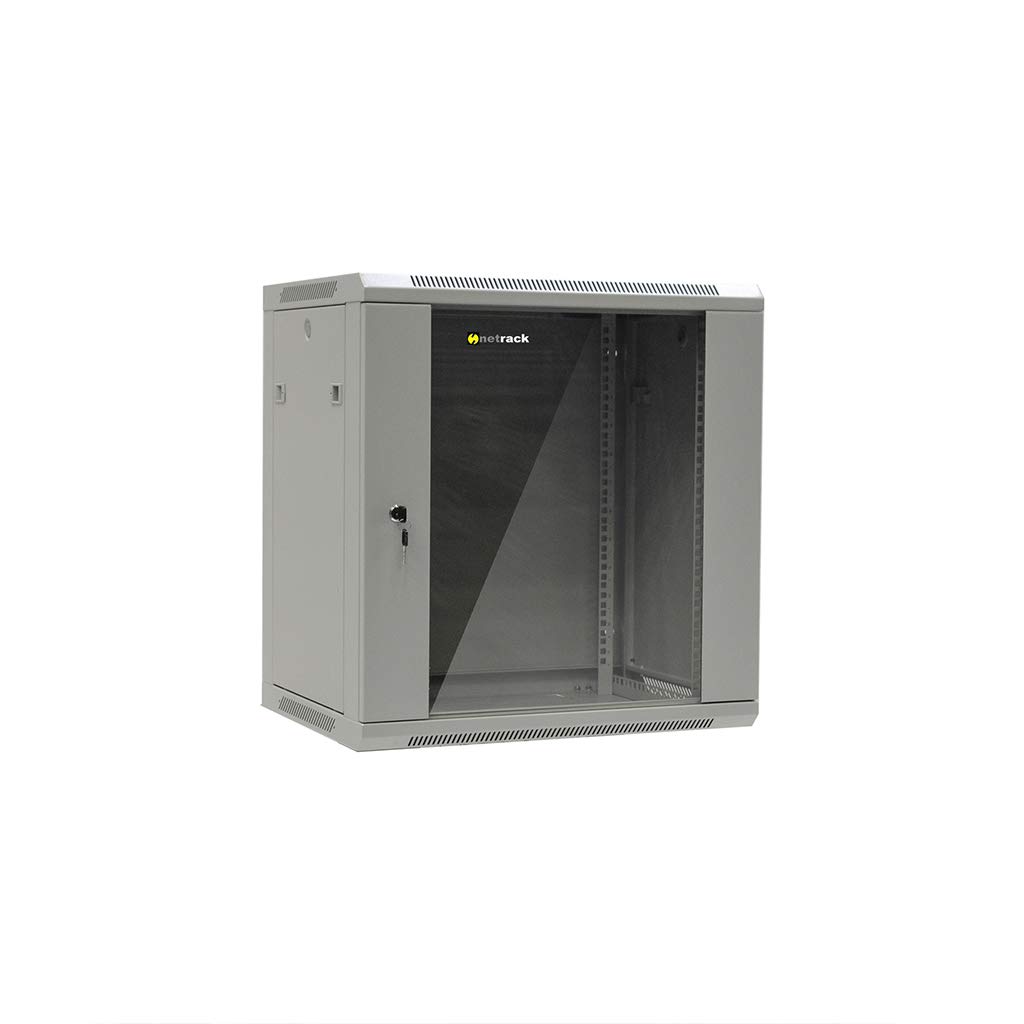 Szafa Wisząca RACK 19", 12U/600x450mm – Szary, Drzwi Szklane, Otwierane Boki