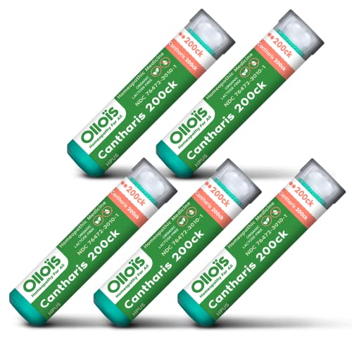 OLLOIS Cantharis 200ck Organic & Lactose-Free Homeopathic Medicine, 80 Pellets (Pack of 5)