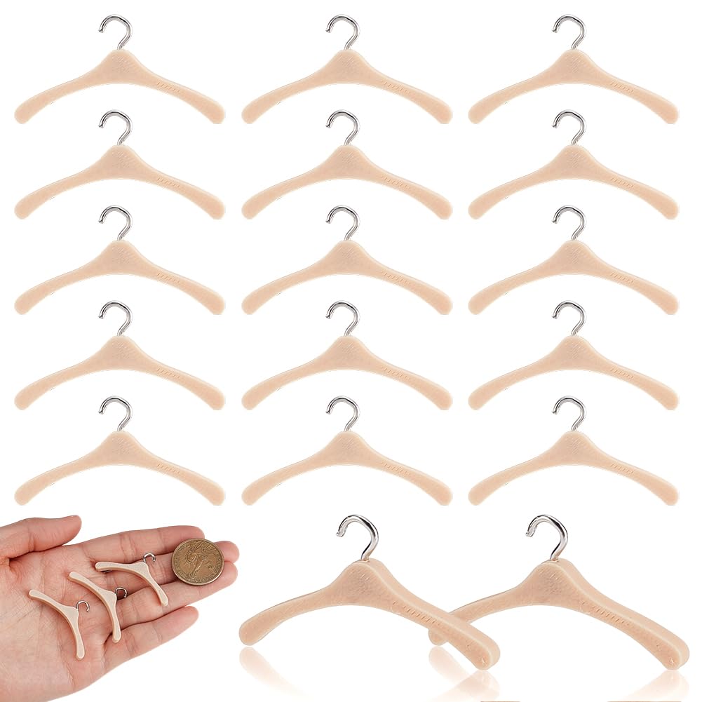 AHANDMAKER 30Pcs Miniature Clothes Hangers Plastic Hanging Dress Closet Accessories Garment Rack Dress Up Rack Small Clothes Hangers for Miniature House Dollhouse Decor, 1.6x0.8 inch