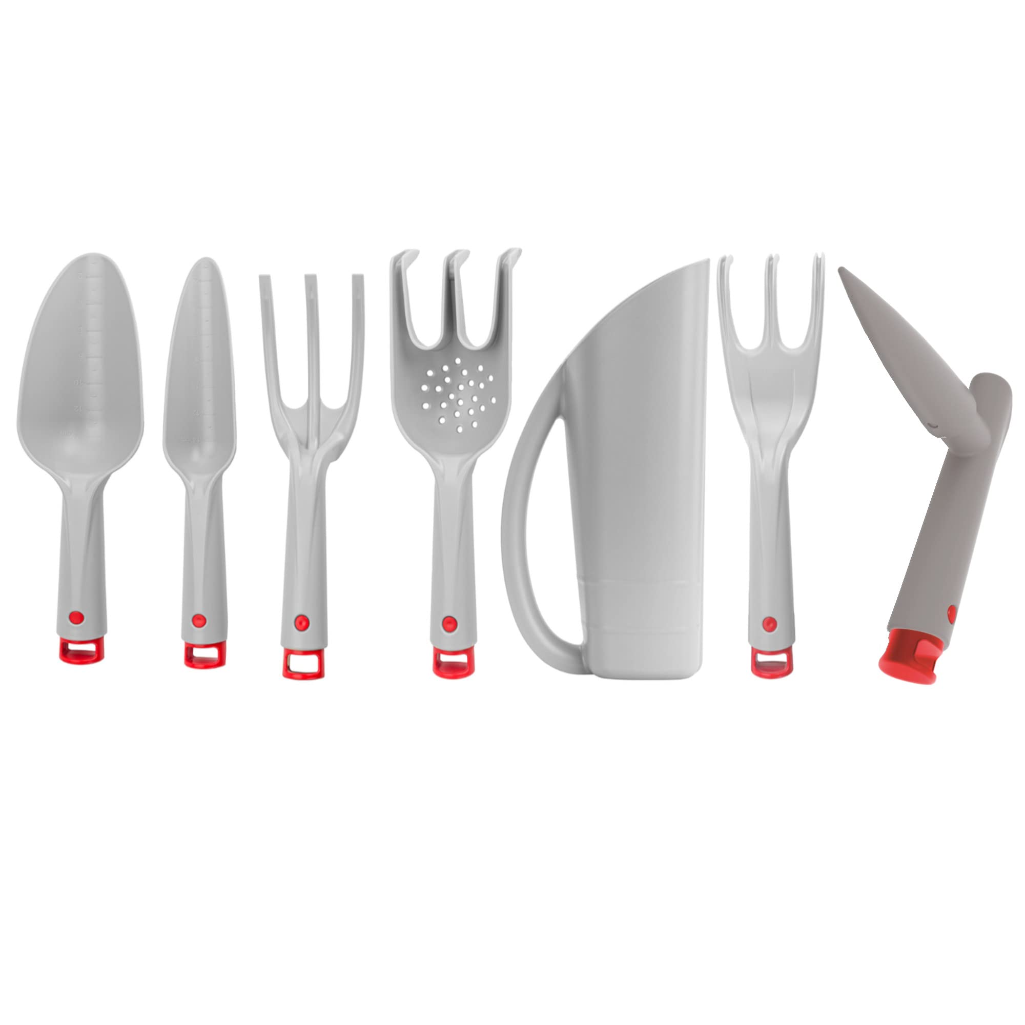 Set di 9 mini vasi per serra Planter antracite 59,6 x 75,3 cm + annaffiatoio giraffa piccolo 1,5 l + attrezzi da giardino, 7 attrezzi da giardinaggio, attrezzi da giardinaggio, fioriera con coperchio