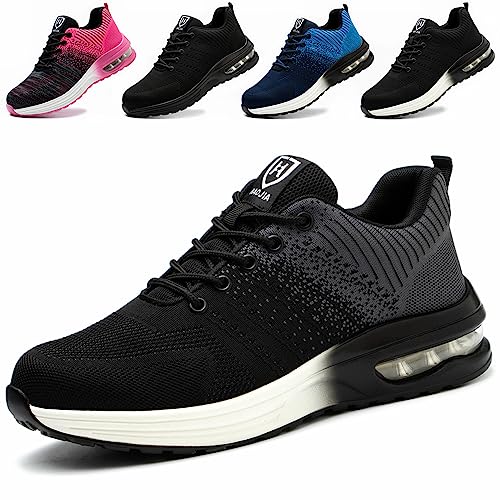 ZSDZSZ Arbeitsschuhe Herren Leicht Sicherheitsschuhe Damen Atmungsaktive Stahlkappenschuhe Sportlich Schutzschuhe,Grau,46 EU