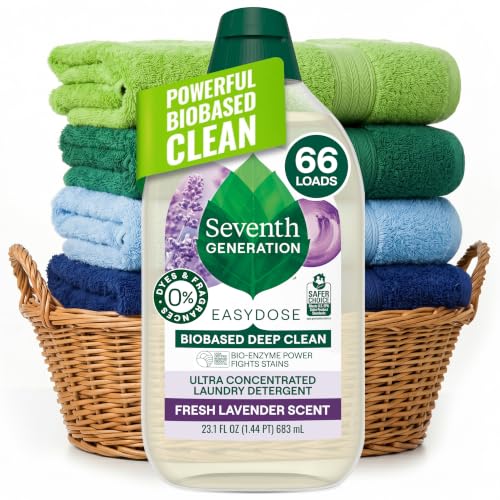 Seventh Generation EasyDose Laundry Detergent Fresh Lavender Ultra Concentrated Washing Detergent 23...