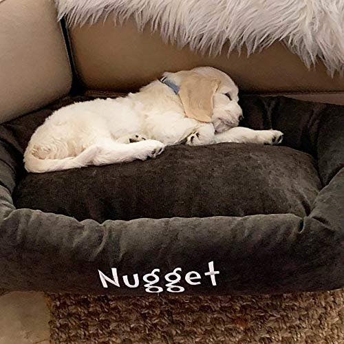 Image of Majestic Pet Personalized Villa Memory Foam Mix Calming Bed - Washable Cozy Soft Round Donut Dog Bed with Spine Support, 52 Inch, Storm