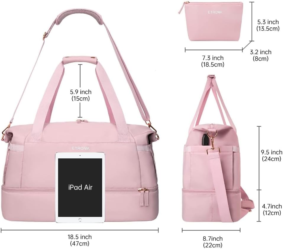 ジム ZwaitL女性用バッグ、ウェットポケットコンパートメント付きジムバッグ