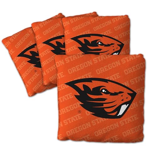 YouTheFan Officially-Licensed NCAA Oregon State Beavers Set of 4 Cornhole Bags - All Weather Regulation 6” x 6” Size - 16oz Weight - Designed in USA