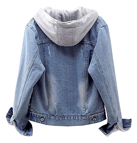 LifeShe Women's Winter Detachable Hoodie Sherpa Fur Fleece Lined Denim Jean Trucker Jacket Coat3