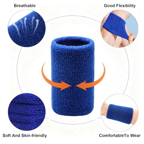 Bracelets Anti-Transpiration Sport Poignet 4 Pièces Élastiques - Bleu – vue 3