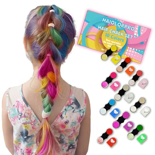HAIOLORPRO 10PCS Hair Chalk for Girls, Temporary Hair Color Washable, Temporary Hair Dye for Kids...