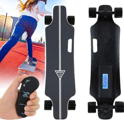 Sushangmao Longboards Skateboard Electric/Elektro Skateboard Mit Einfachem Tragegriff - 5 Kg Ultraleicht, 15–30% Maximale Steigung, Led-Fernbedienung Mit Sanftem Bremsen Endurance(dualdrive) 30km