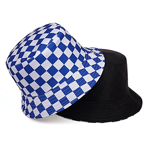 Zempertoopa Bob Chapeau Mode Pêcheur À Double Face Chapeaux pour Femmes-Blue Lattice Cover