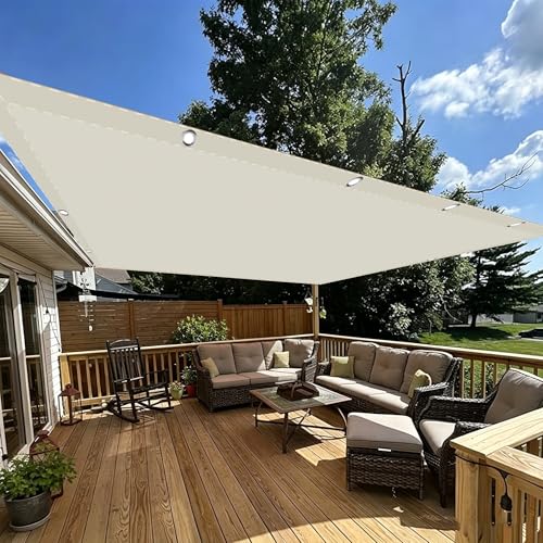 Toldo vela rectangular impermeable de 1,7x2,2 m blanquecino con cuerdas para balcones 2