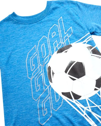 Pro Athlete Active Boys Short Sets - 2 Piece Performance Crewneck Short Sleeve T-Shirt and Shorts Boys Athletic Sets (8-16), Size 8, Blue/Navy Soccer